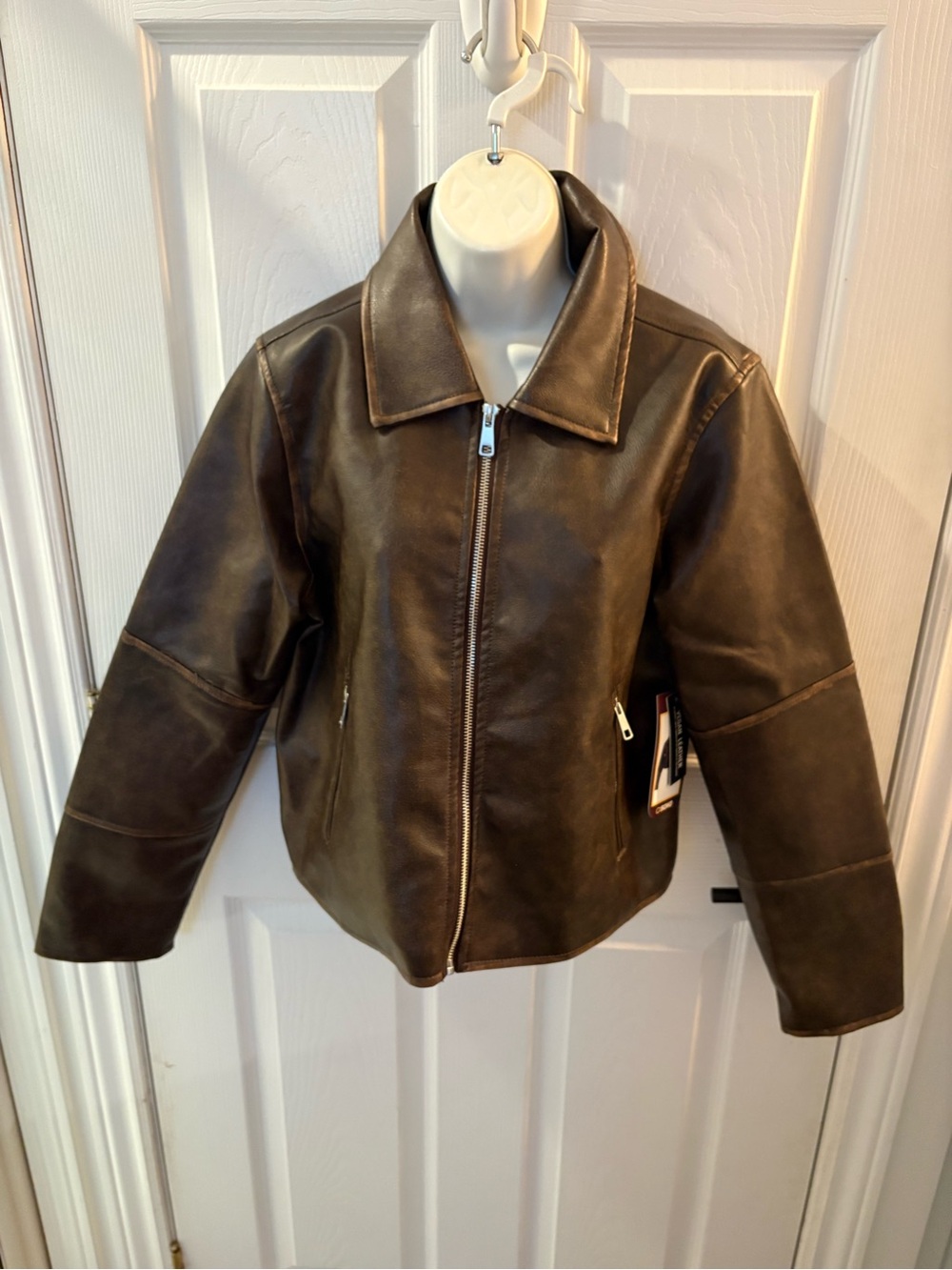 Ci Sono Dark Brown Leather Zip Jacket